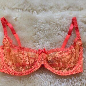 Agent Provocateur underwire demi cup orange bra, 34D